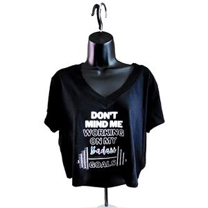 V Neck Boxy Cropped T-Shirt